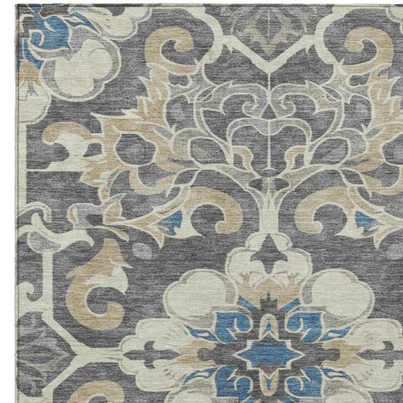 HomeRoots Damask Traditional Rectangle Outdoor Rug