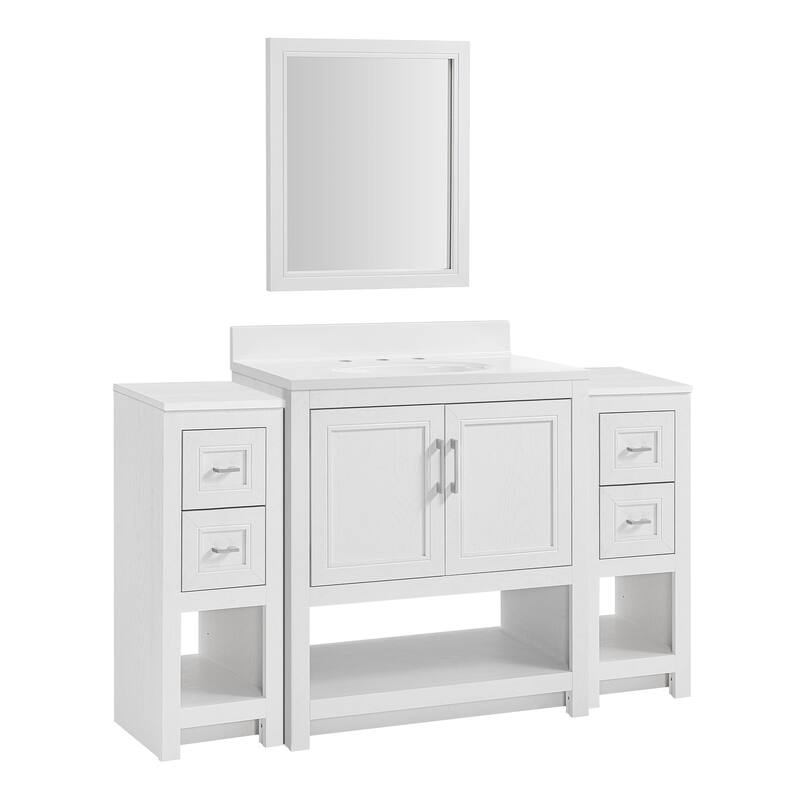 Linon Blakely Vanity with Mirror and Dual 12-inch Side Cabinets