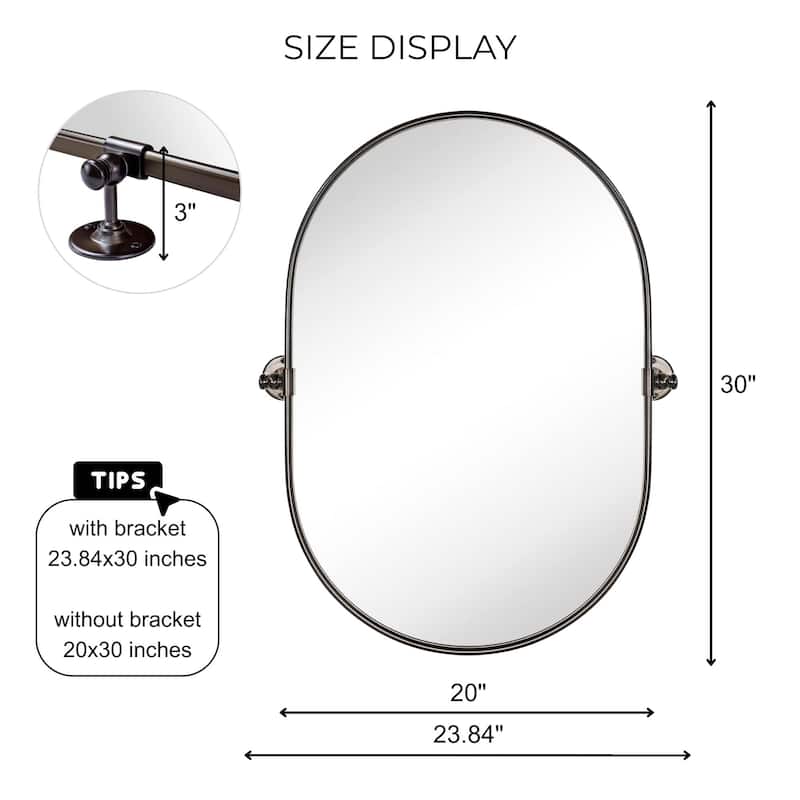 TEHOME Luka Farmhouse Oval Pivot Metal Wall Mirror - 20'' x 30''
