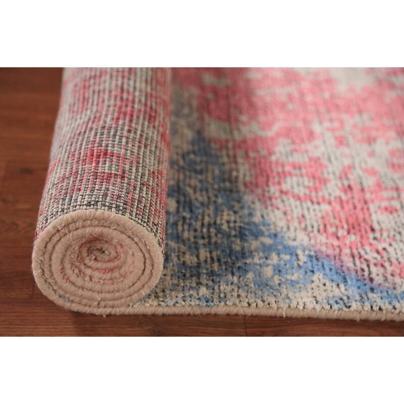 Contemporary Abstract Oriental Runner Rug Handmade Wool Carpet - 2'11"x 8'3"