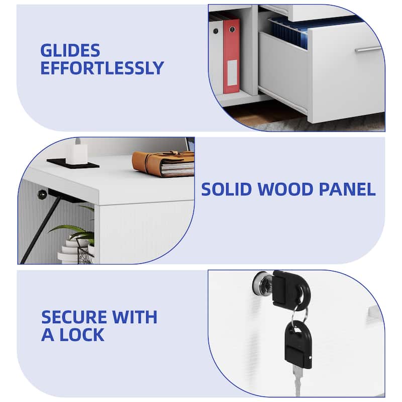 Moasis Mobile File Cabinet with Charging Station and Lock for Home Office