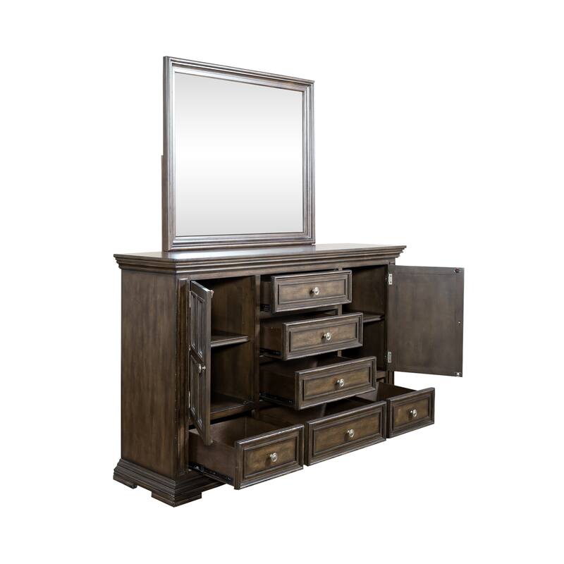 Big Valley Brownstone Distressed Dresser & Mirror Set