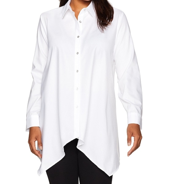 calvin klein women's white button down shirt