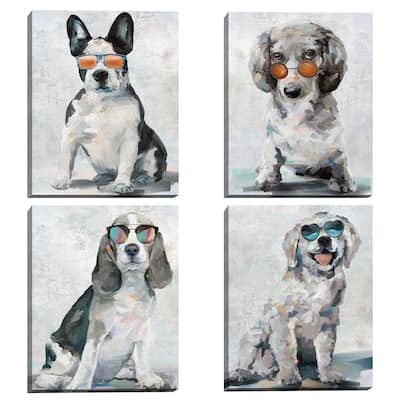 Shady Pups I - IV by Studio Arts Canvas Art Prints