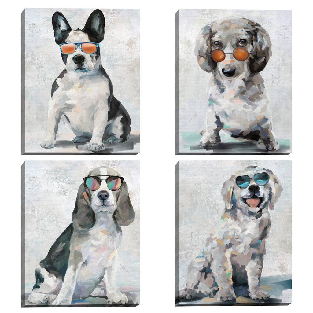 Shady Pups I - IV by Studio Arts Canvas Art Prints