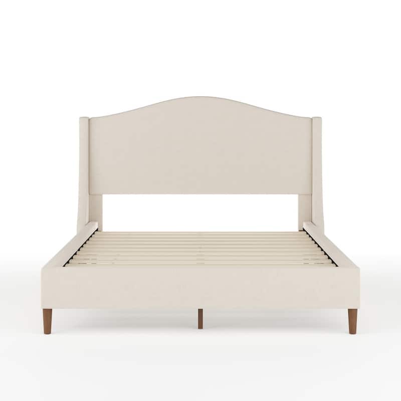 Martha Stewart Upholstered Platform Bed with Curved Headboard