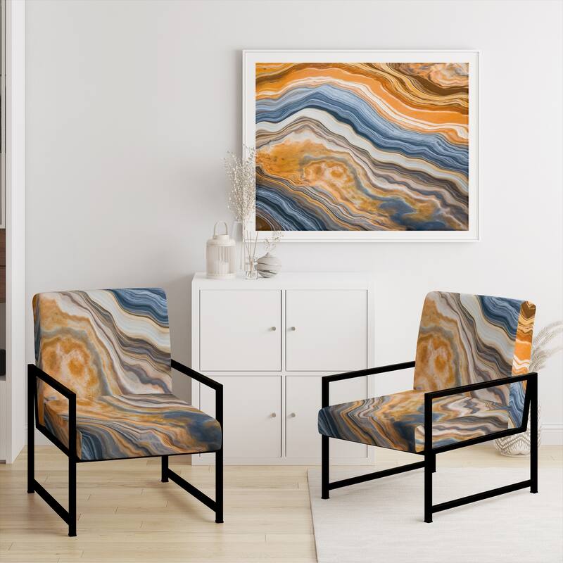 Designart "Segment Layers of Marbled Rock" Upholstered Fractals Accent Chair and Arm Chair
