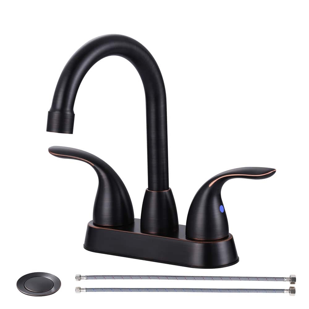 WOWOW 4 in. Centerset Double Handle High Arc Bathroom Faucet