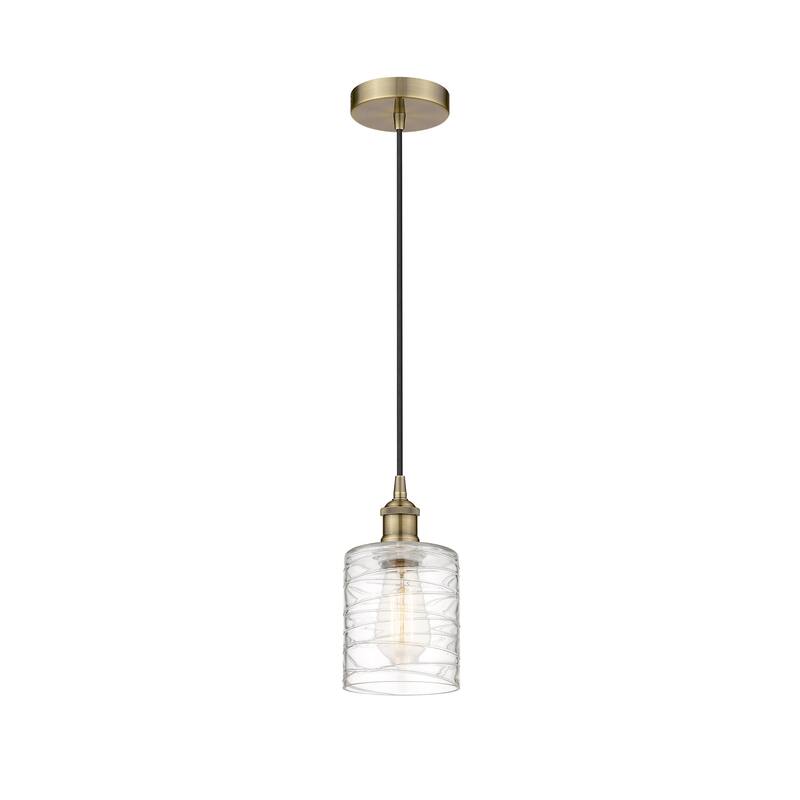 Innovations Lighting Edison Cobbleskill - 1 Light 5" Mini Pendant - Deco Swirl/Antique Brass
