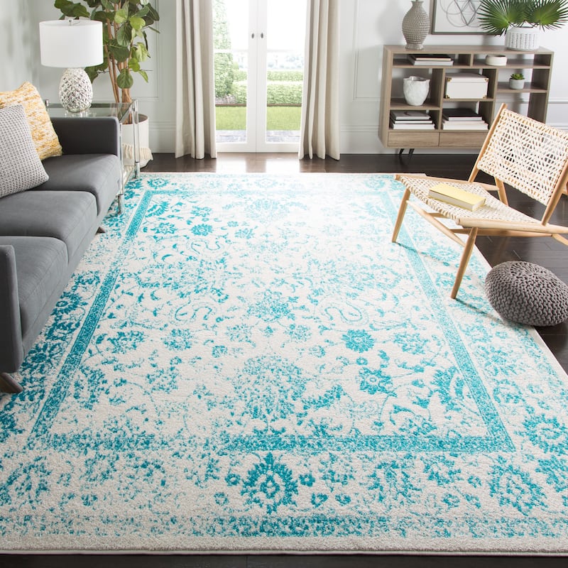 SAFAVIEH Adirondack Dakota Rustic Shabby Chic Distressed Rug - 6' x 9' - Ivory/Teal - Rectangle