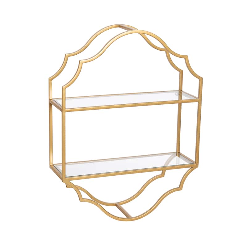 Kate and Laurel Leanna Tiered Wall Shelf - 18x6x24 - Gold