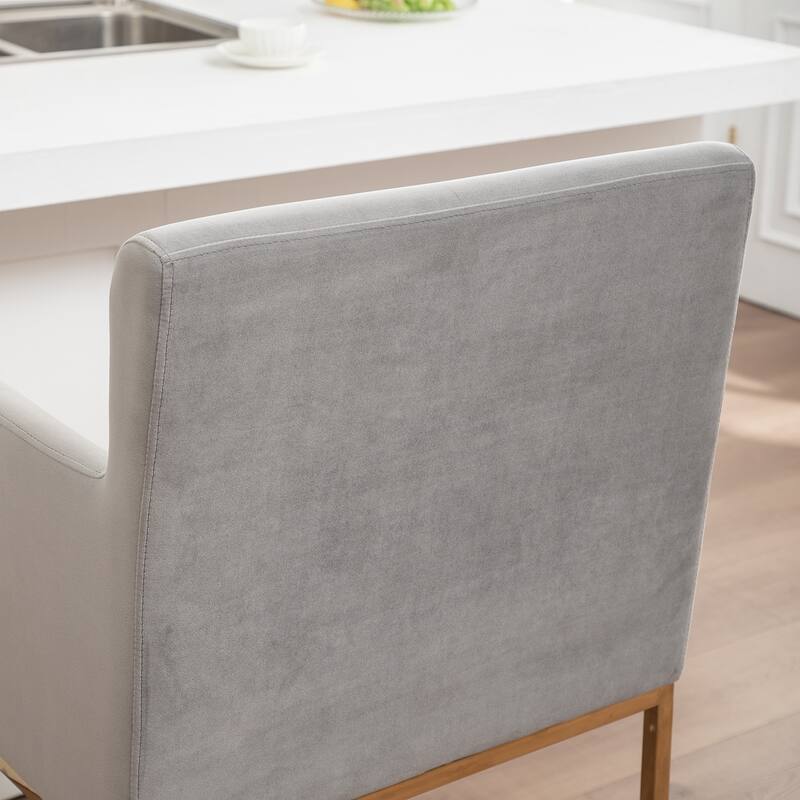 SEYNAR Mid Century Modern Velvet Accent Armrest 27-inch Tall Bar Stool Set of 2 with Metal Frame