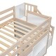 preview thumbnail 7 of 18, Wooden Twin Low Loft Kids Bed Frame with Stairs & Storage Drawer, Cream + White