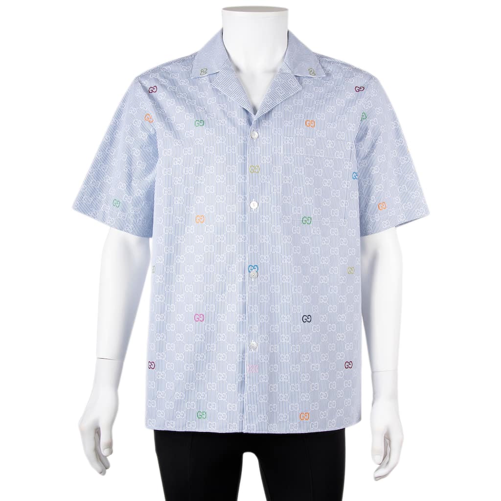 Gucci Men's Multicolored GG Striped Shirt
