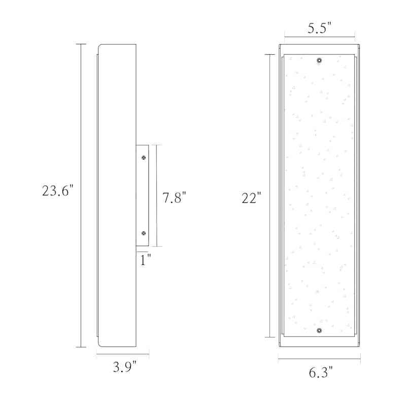 Modern Large LED Flush Mount Wall Lights Glam Armed Sconce - 6.3"W x 3.9"D x 23.6"H