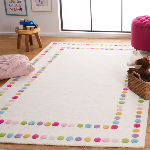 slide 2 of 24, SAFAVIEH Handmade Kids Destini Dots Wool Rug 3' x 5' - Ivory/Pink