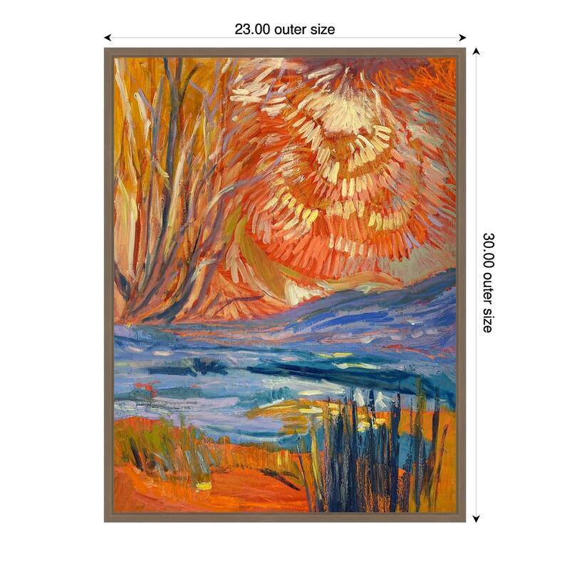 Cadmium Winter Solstice II by Dorothy Fagan (23 x 30 in.), Framed Canvas Wall Art Print - Sylvie Dark Gold