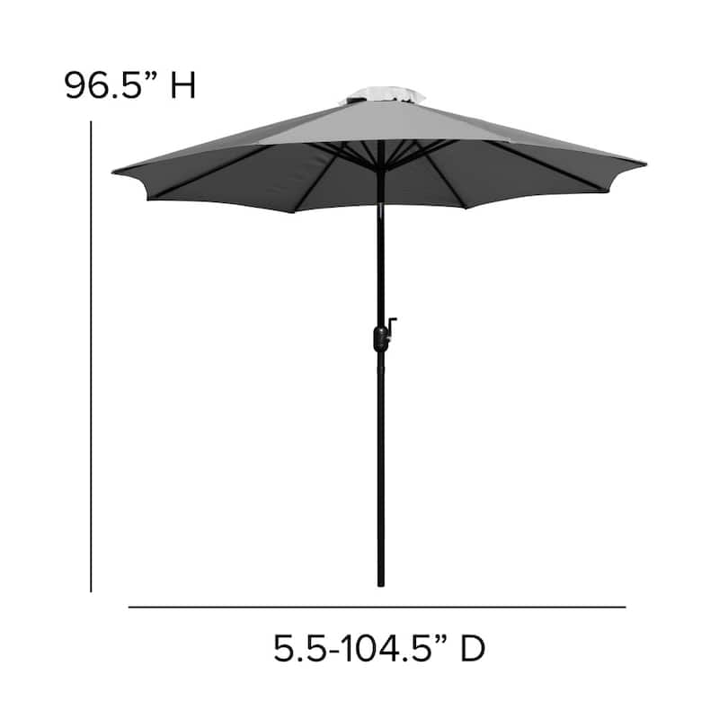 Faux Teak Patio Table, 2 Chairs & 9FT Patio Umbrella with Base