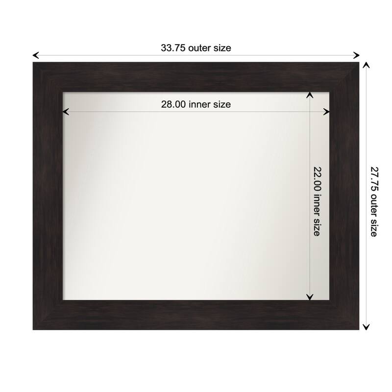 Furniture Espresso Framed Non-Beveled Custom Wall Mirror, Bathroom Vanity Mirror - Outer Size: 33.75 x 27.75