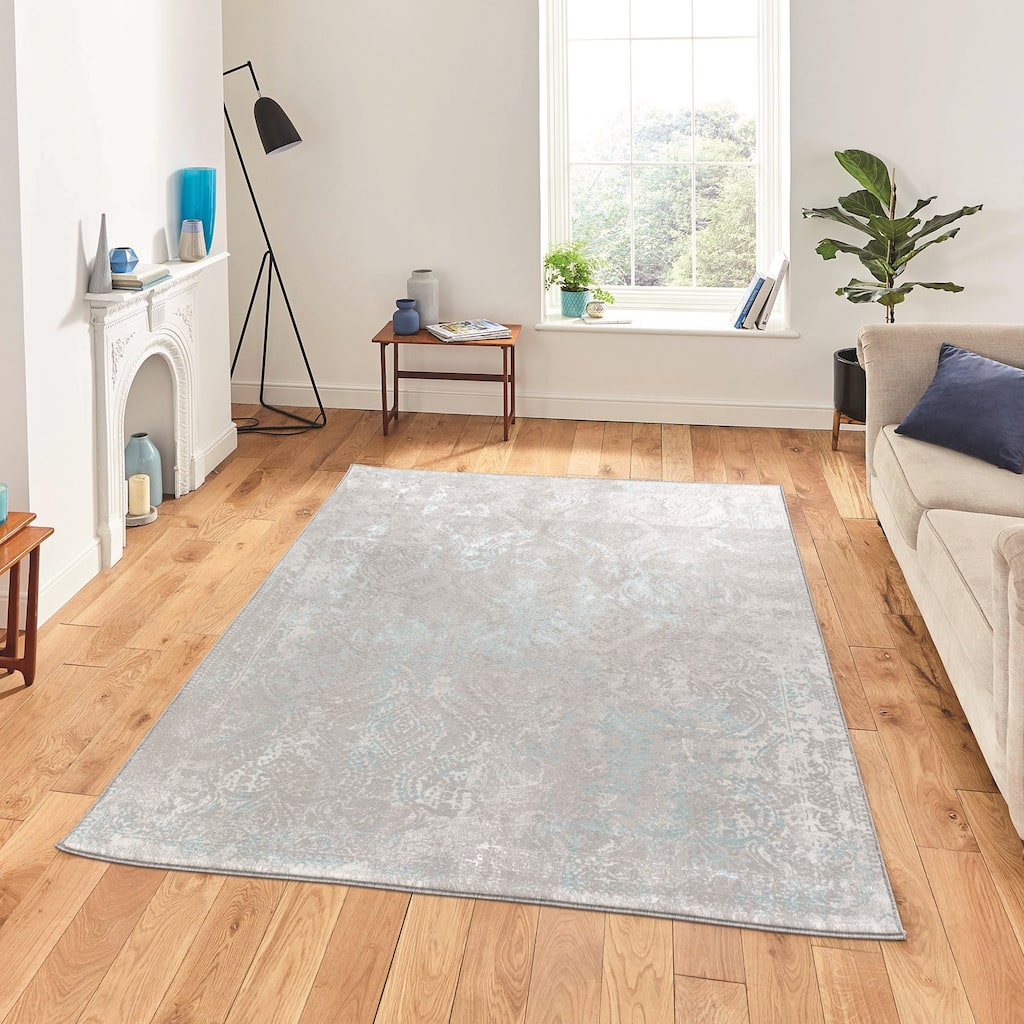 Maz Collection Distressed Abstract Area Rug