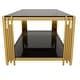 preview thumbnail 13 of 13, Rectangular Gold & Glass Coffee Table with 2-Tier Shelf by Harper&Bright Designs