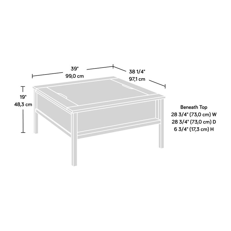 Wood Coffee Table with Chess Game Surface, White - 38.47" L x 38.47" W x 19.02" H