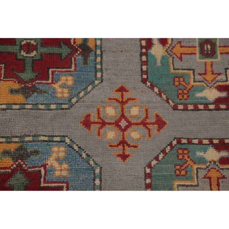 All-Over Geometric Kazak Oriental Area Rug Wool Carpet - 8'5" x 11'9"