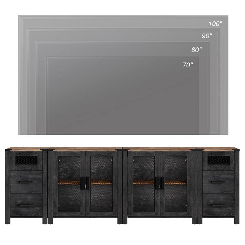 WAMPAT TV Stand set for ups to 100 inch TV,Drawers Storage Cabinets - 1 Pack