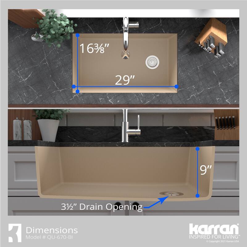 Karran Undermount Quartz Single-bowl Kitchen Sink