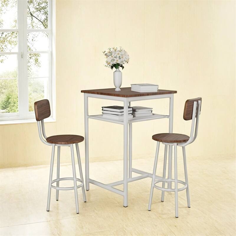 Bar Table,Equipped with 2 Bar Stools ,with Backrest and Partition