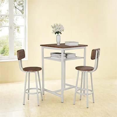 Bar Table,Equipped with 2 Bar Stools ,with Backrest and Partition