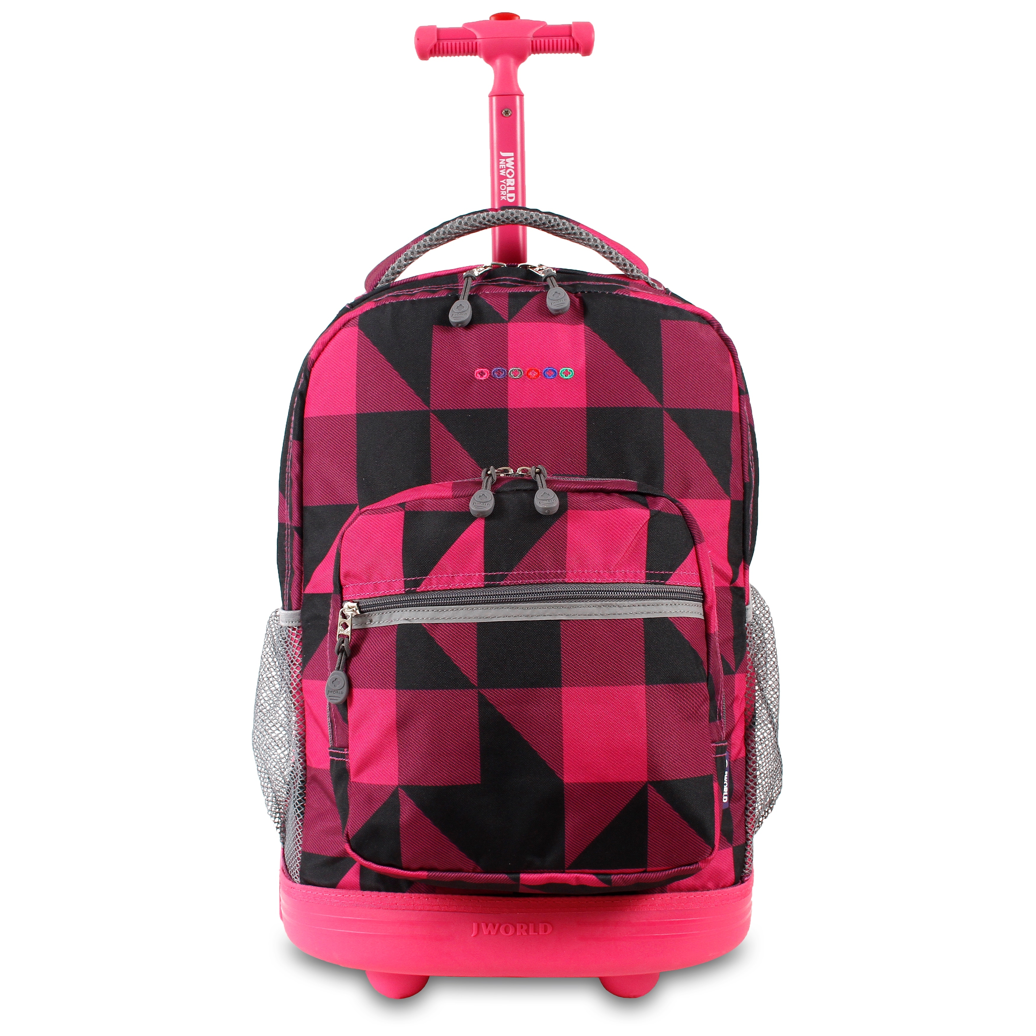 pink rolling backpack