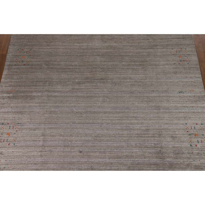 Hand Knotted Oriental 100% Wool Carpet Tribal Tribal Greys & Charcoal Gabbeh Area Rug - 11' 4'' X 8' 11''