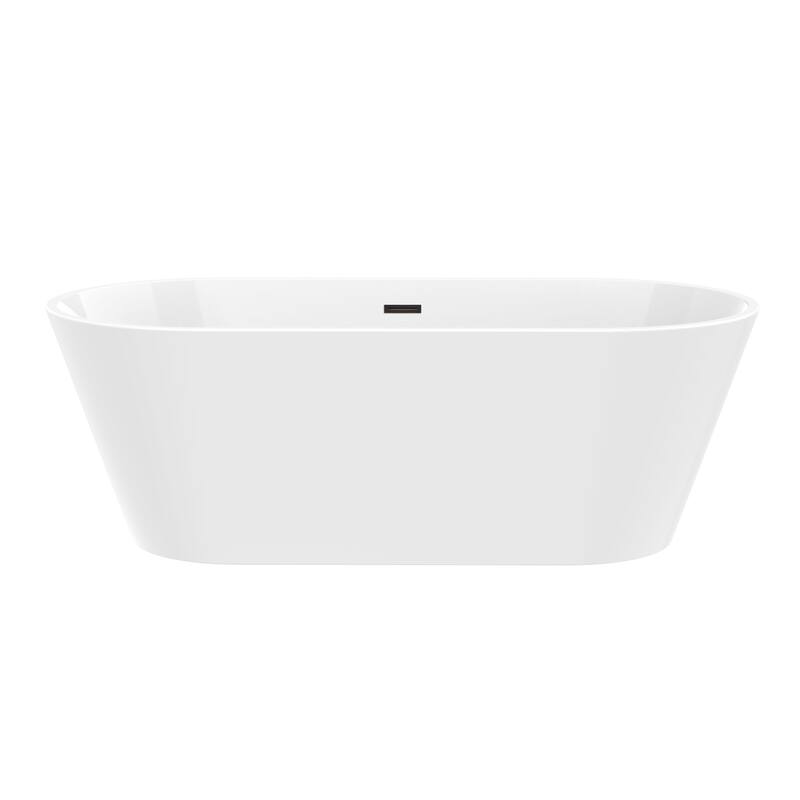 Vanity Art 59" Non-Slip Acrylic Freestanding Soaking Bathtub with Overflow & Pop-up Drain