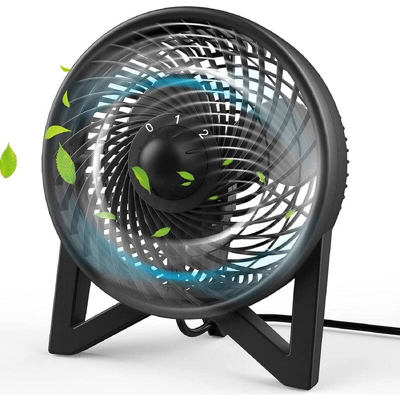 Quiet Desk fan, 8 Inch Powerful Table Fan, Small Bedside Fan with 2 Speeds - Black