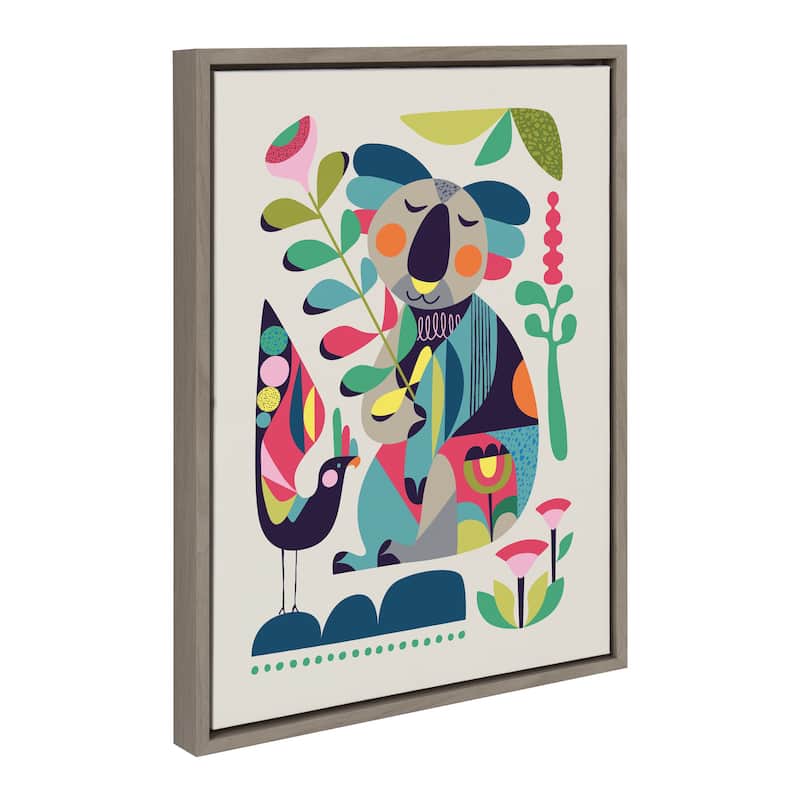 Kate and Laurel Sylvie Mid Century Koala Framed Canvas by Rachel Lee