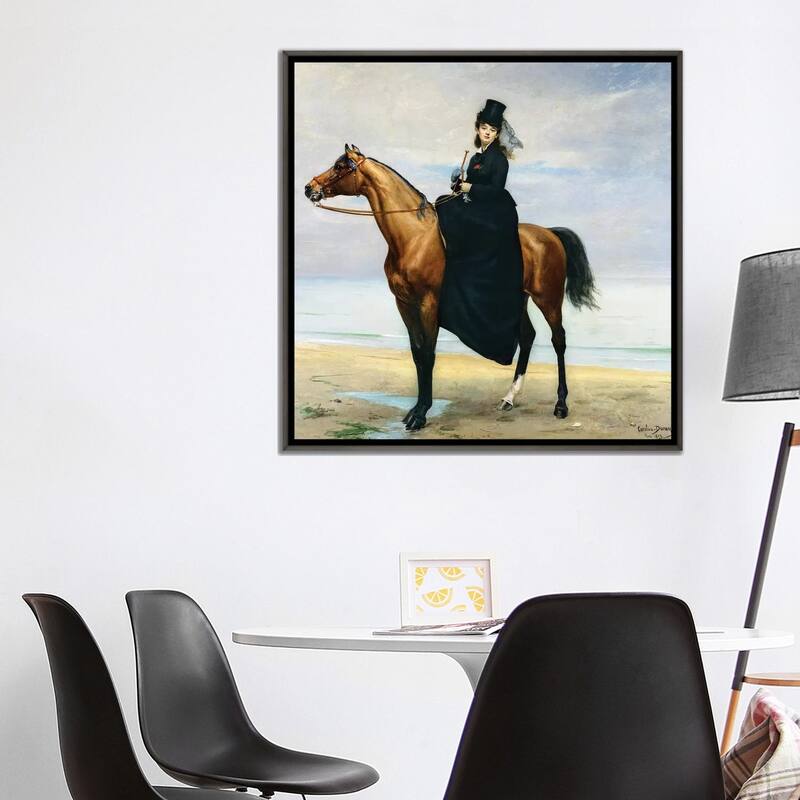 iCanvas "Equestrian Portrait of Mademoiselle Croizette, 1873" by Charles Emile Auguste Carolus-Duran Framed
