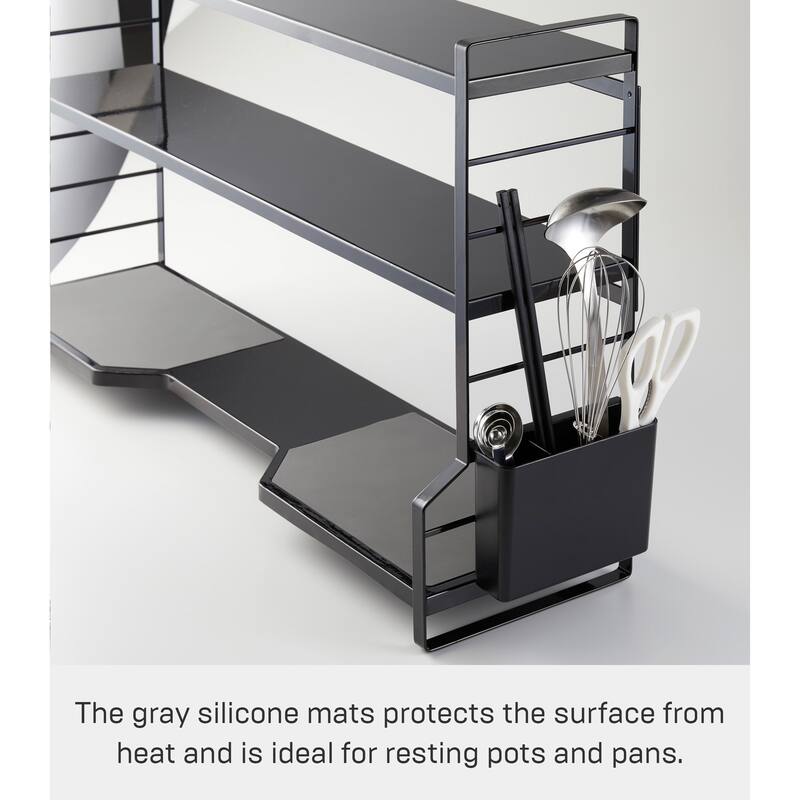 Yamazaki Home Countertop Shelves, Steel, Holds 38.5 lbs - L 8.07 x W 31.1 x H 18.11 inches
