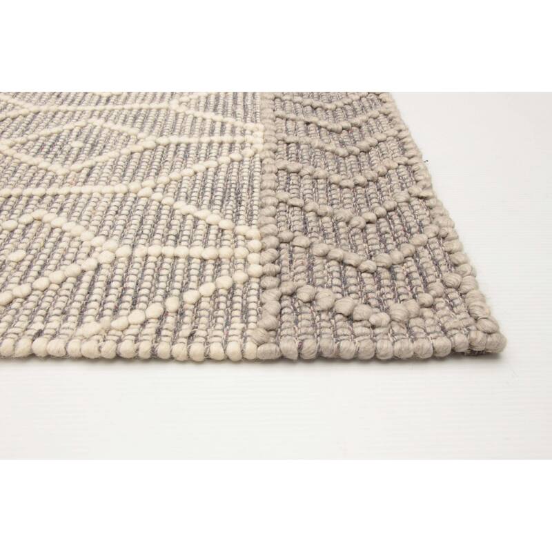 ECARPETGALLERY Braid weave Sienna Grey Wool Rug - 4'10 x 7'5