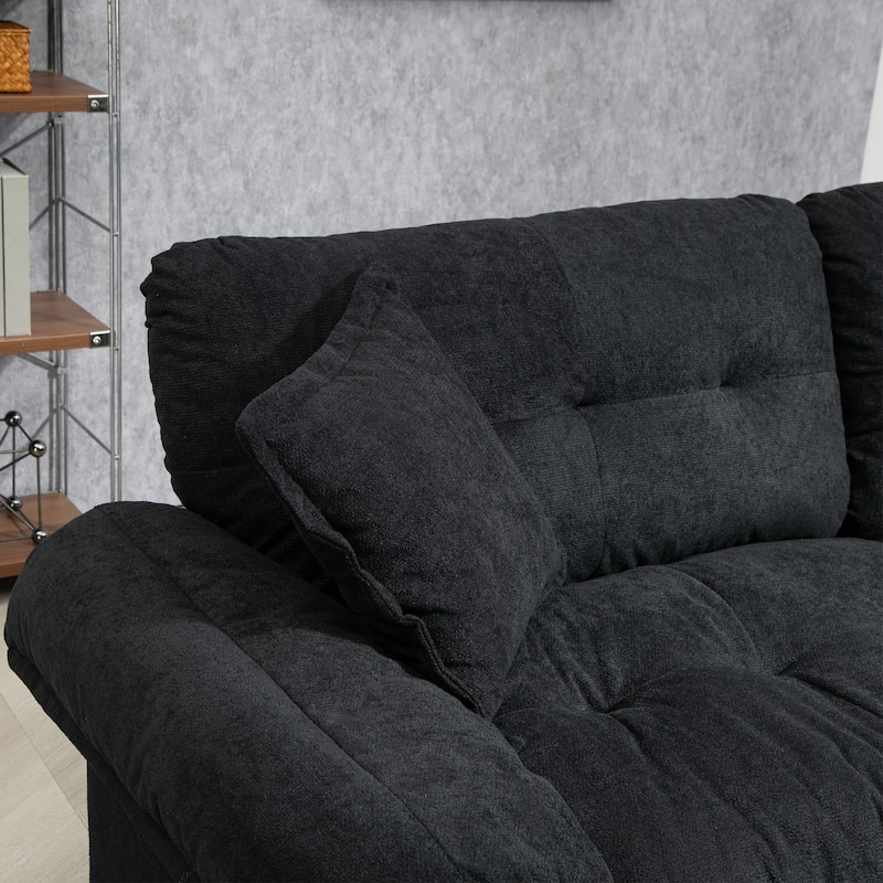 84" Chenille Sofa Small Sofa Loveseat Deep Seat Sofa Couch with 2 Throw Pillows & Memory Foam Lounge