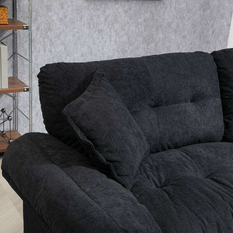 Small Sofa Loveseat Deep Seat Sofa Couch with 2 Throw Pillows, 2-Seater Settee with Pillow Top Armrests