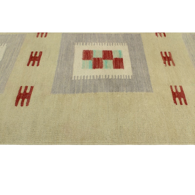 Modern Flatweave Azime Beige/Grey Rug - 5'7" x 8'3"