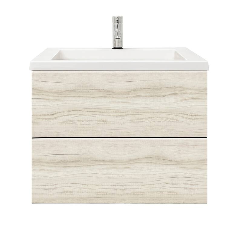 24"/30" Air Wall Mount Floating Bathroom Vanity in Dark Ebony with White Cultured Marble Top