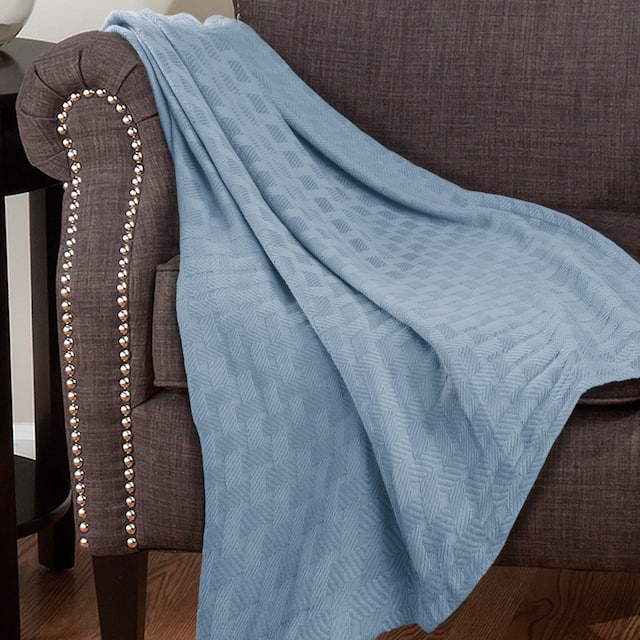 Basketweave All-Season Bedding Cotton Blanket by Superior
