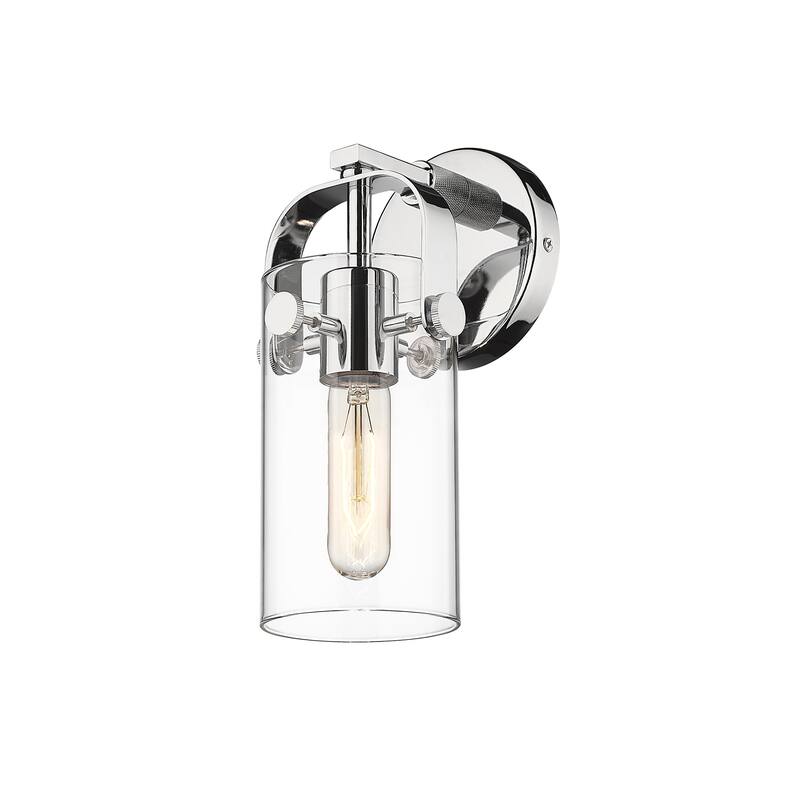 Innovations Lighting Pilaster II Cylinder - 1 Light 7" Wall-Mounted Sconce - Clear/Polished Chrome
