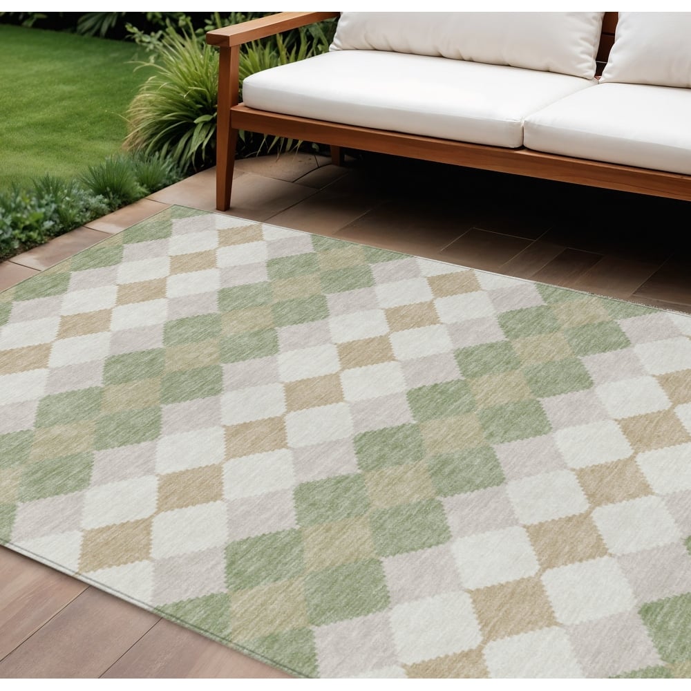 HomeRoots Geometric Transitional Rectangle Outdoor Rug