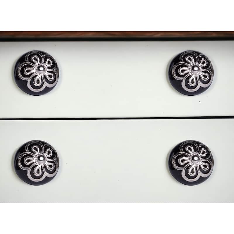 HomeRoots Set of Eight Black And Silver Ceramic And Metal Drawer Pull Knobs - 1.5' X '1.5' X '1.5 - Silver/Black - 1.5' X '1.5' X '1.5