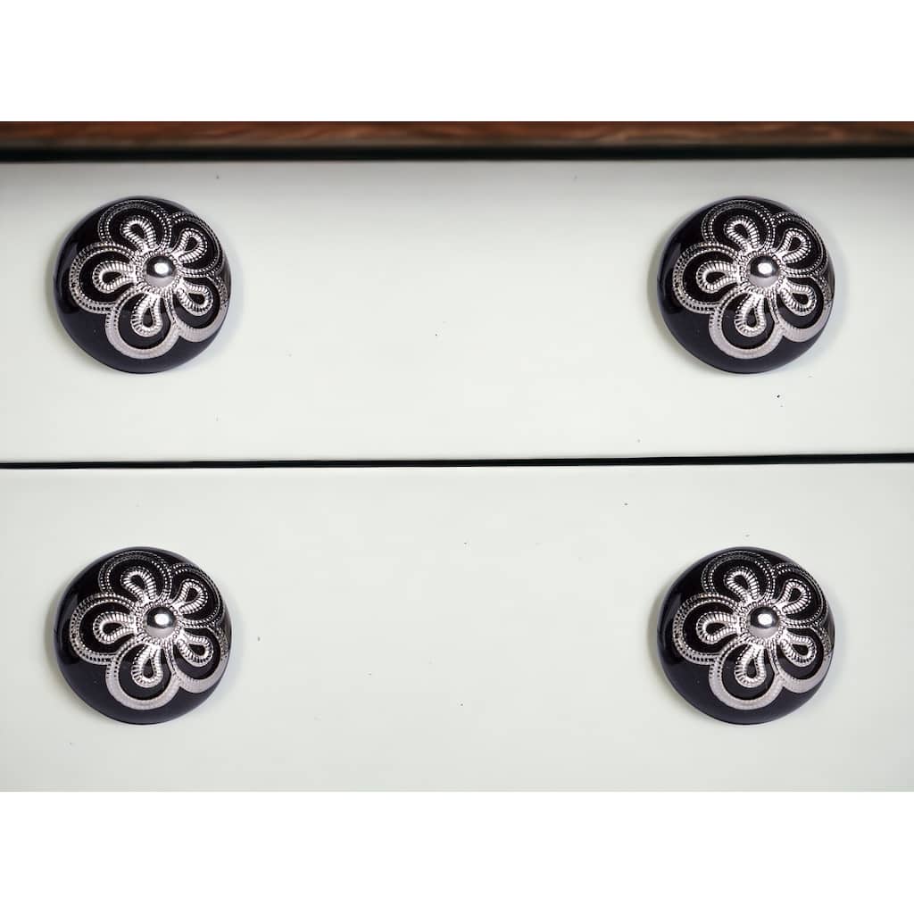 HomeRoots Set of Eight Black And Silver Ceramic And Metal Drawer Pull Knobs - 1.5' X '1.5' X '1.5