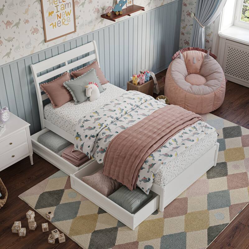 Emelie Platform Bed with Panel Footboard and Storage Drawers