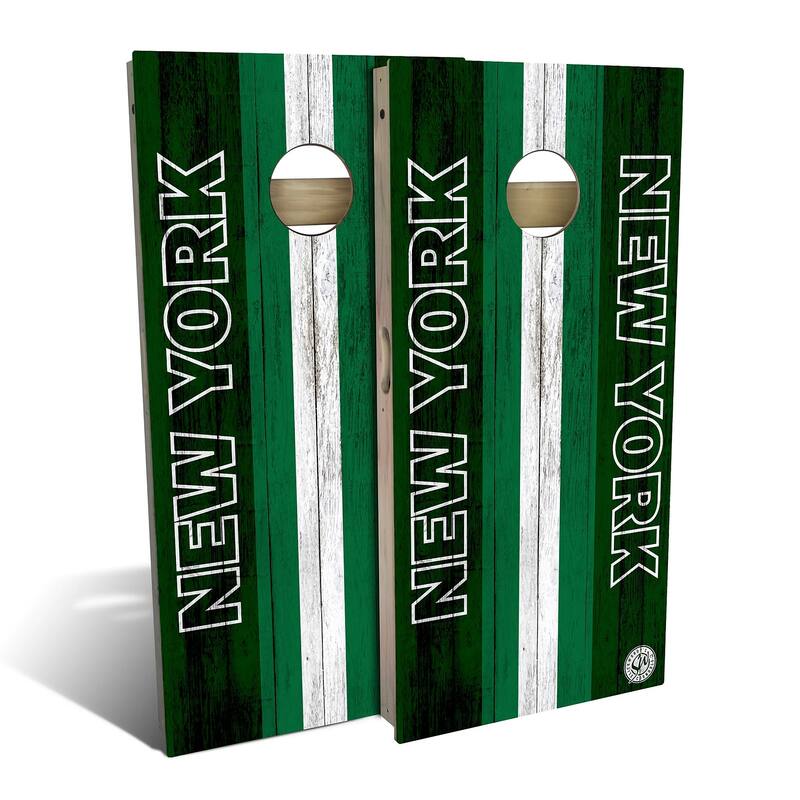 New York Football Outdoor Cornhole Board Set - All-Weather 2x4 - Include Carrying Case